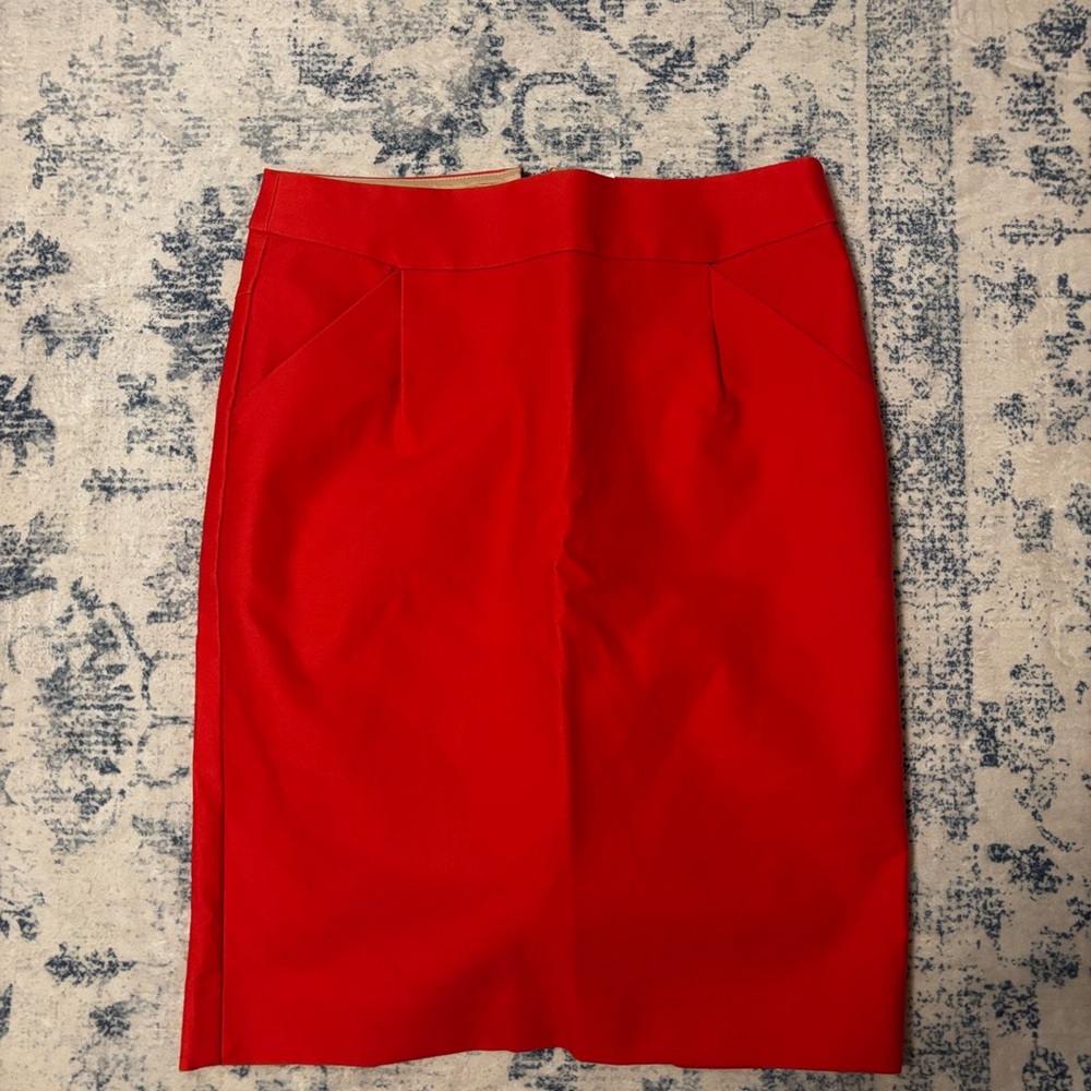 J Crew Coral Red Pencil Skirt
